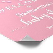 Op Cloud Nine Modern Roze Meisje Baby shower welko Poster (Hoek)