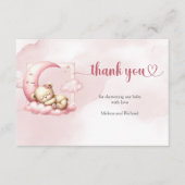 Op Cloud Nine Modern Roze Meisje beer Dank je Informatiekaartje (Voorkant)