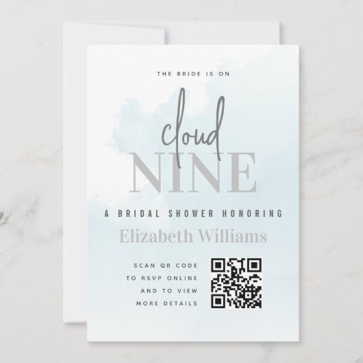 Op Cloud Nine Modern Vrijgezellenfeest QR-code RSV Kaart (Voorkant)