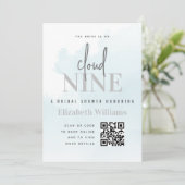 Op Cloud Nine Modern Vrijgezellenfeest QR-code RSV Kaart (Staand voorkant)