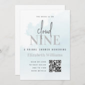 Op Cloud Nine Modern Vrijgezellenfeest QR-code RSV Kaart (Voorkant / Achterkant)