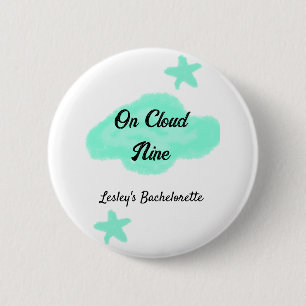 Op Cloud Nine pastelgroene wolken ster vrijgezelle Ronde Button 5,7 Cm