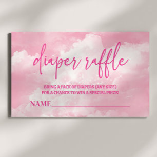 Op Cloud Nine Roze Baby shower Luier Raffle Informatiekaartje