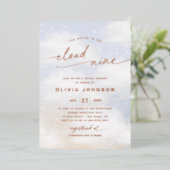 Op Cloud Nine Vrijgezellenfeest Folie Uitnodiging (Staand Voorkant)