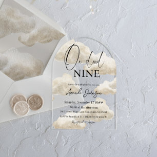 Op Cloud Nine Waterverf Beige Vrijgezellenfeest Acryl Uitnodigingen
