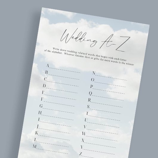 Op Cloud Wedding A-Z alfabet spel Kaarten