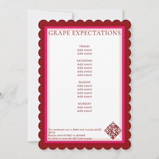 Op Cloud Wijnmakerij Thema Napa Bachelorette Party Kaart (Achterkant)