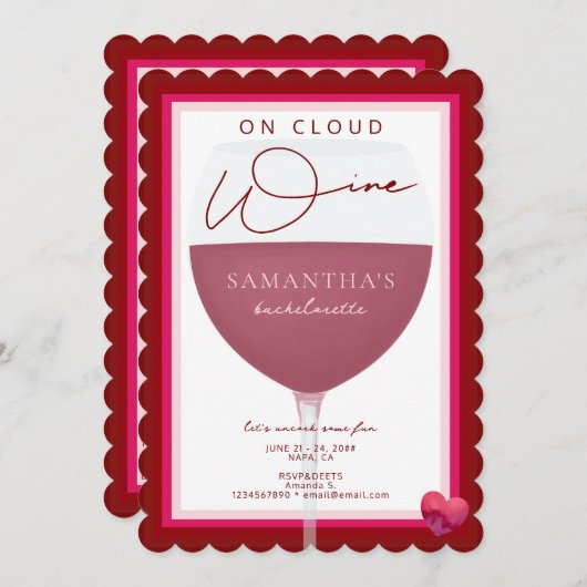 Op Cloud Wijnmakerij Thema Napa Bachelorette Party Kaart (Voorkant / Achterkant)