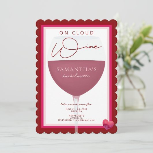 Op Cloud Wijnmakerij Thema Napa Bachelorette Party Kaart (Staand voorkant)