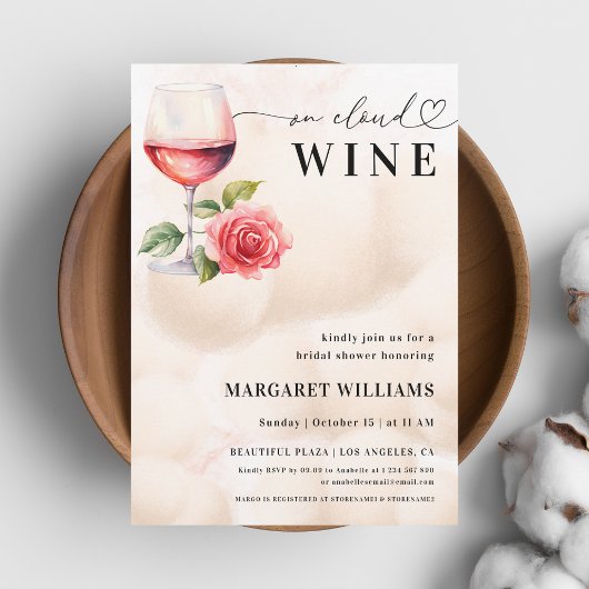 Op Cloud Wine Thema Hart Script Vrijgezellenfeest Kaart