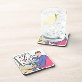 Op Computer Online Banking Funny Cartoon Bier Onderzetter (Rechterzijde)