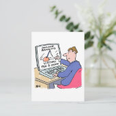 Op Computer Online Banking Funny Cartoon Briefkaart (Staand voorkant)