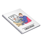 Op Computer Online Banking Funny Cartoon Notitieboek (Rechterzijde)