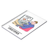 Op Computer Online Banking Funny Cartoon Notitieboek (Linkerzijde)