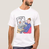 Op Computer Online Banking Funny Cartoon T-shirt (Voorkant)