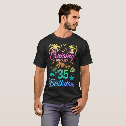 Op cruise naar mijn 35ste verjaardagsfeestje 35 ja t-shirt (Voorkant volledig)