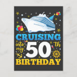 Op cruise naar mijn 50 verjaardagsfeestje briefkaart<br><div class="desc">Cruising in mijn 50 jaar oude verjaardagsfeestje 50e B-Day Funny design Gift Standaard Briefkaart Classic Collectie.</div>