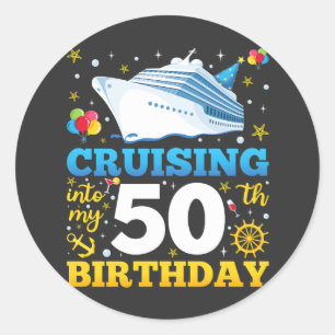 Op cruise naar mijn 50 verjaardagsfeestje ronde sticker