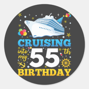 Op cruise naar mijn 55 verjaardagsfeestje ronde sticker
