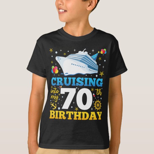 Op cruise naar mijn 70 verjaardagsfeest jongen t-shirt (Voorkant)