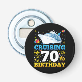 Op cruise naar mijn 70 verjaardagsfeestje button flesopener