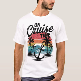 Op cruise tijd kokosnoot boom zomer vakantie t-shirt