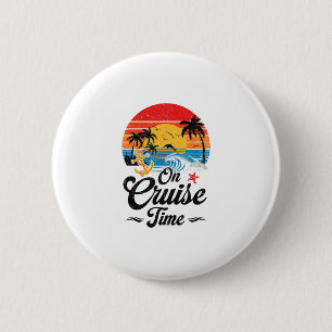 Op Cruise Tijd Kokospalm Grafische Zomer Vakantie Ronde Button 5,7 Cm