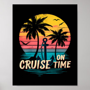 Op cruise-tijd retro vakantie reis poster