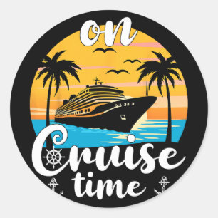Op cruise tijd strand zomervakantie matching fami ronde sticker