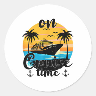 Op cruise tijd strand zomervakantie matching fami ronde sticker