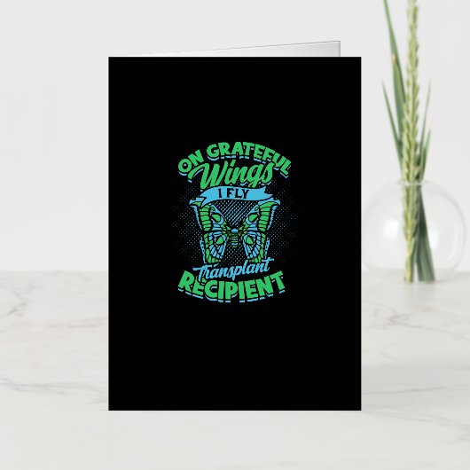 Op dankbare vleugels vlieg ik transplantatie ontva folie wenskaart (Voorkant)
