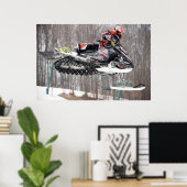 Op de Aanval Snowmobile Druk Poster (Thuiskantoor)