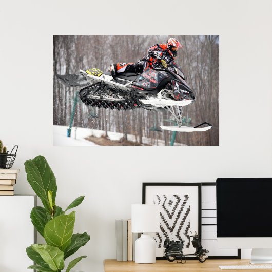 Op de Aanval Snowmobile Druk Poster (Thuiskantoor)