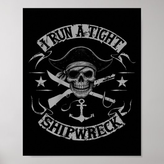 (op de achterkant) Ik run een strakke scheepswrak Poster (Voorkant)