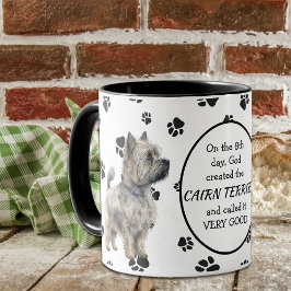 Op de achtste dag Creëer God Cairn Terrier Dogs Mok