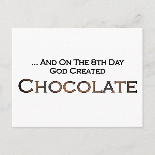 Op de achtste dag Creëer God Chocolade Briefkaart (Voorkant)