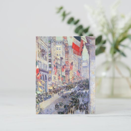 Op de Avenue van 34th Street, mei 1917 door Hassam Briefkaart (Staand voorkant)