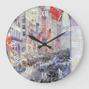 Op de Avenue van 34th Street, mei 1917 door Hassam Grote Klok