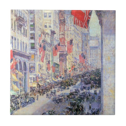 Op de Avenue van 34th Street, mei 1917 door Hassam Tegeltje (Voorkant)