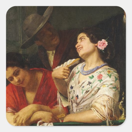 Op de balkon, 1873 van Mary Cassatt Vierkante Sticker (Voorkant)