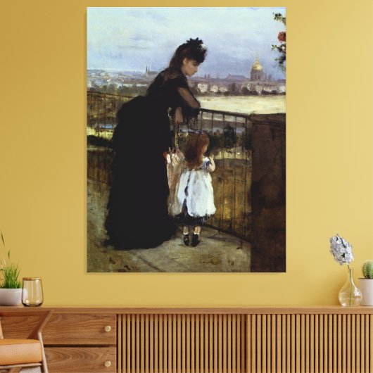 Op de balkon van Berthe Morisot Canvas Afdruk (Insitu (Woonkamer))