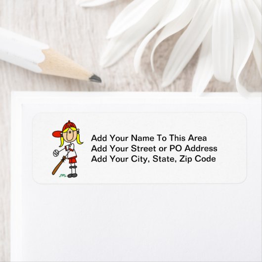 Op de bat Girl Stick Figuur Baseball Giften Etiket (Insitu)