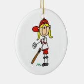 Op de bat Girl Stick Figuur Baseball Giften Keramisch Ornament (Rechts)