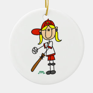 Op de bat Girl Stick Figuur Baseball Giften Keramisch Ornament