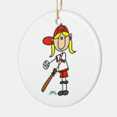Op de bat Girl Stick Figuur Baseball Giften Keramisch Ornament (Links)