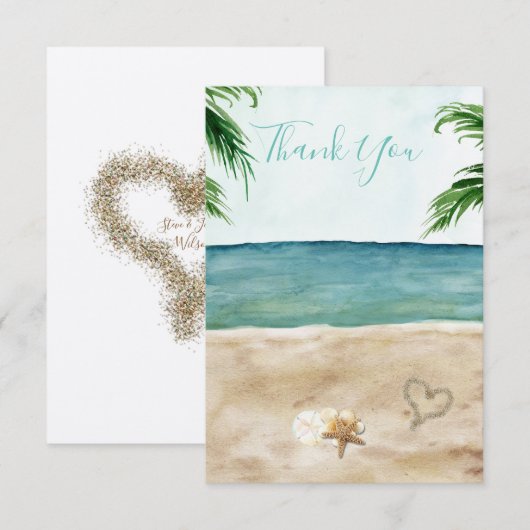 Op de Beach Hartelijk dank RSVP Kaartje (Voorkant / Achterkant)