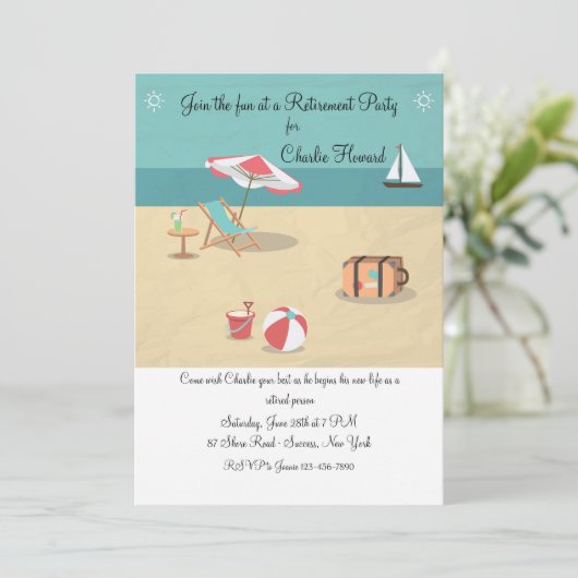 Op de Beach Invitation Kaart (Staand voorkant)