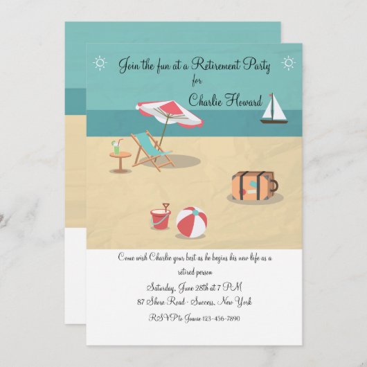 Op de Beach Invitation Kaart (Voorkant / Achterkant)