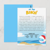 Op de Beach Word Search Activity Card Briefkaart (Voorkant / Achterkant)