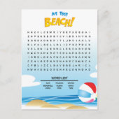 Op de Beach Word Search Activity Card Briefkaart (Voorkant)